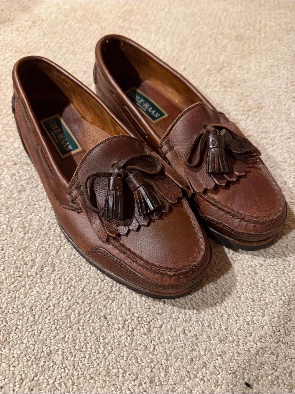 Cole Haan Men’s Chestnut Brown Leather Tassel Kiltie Loafers